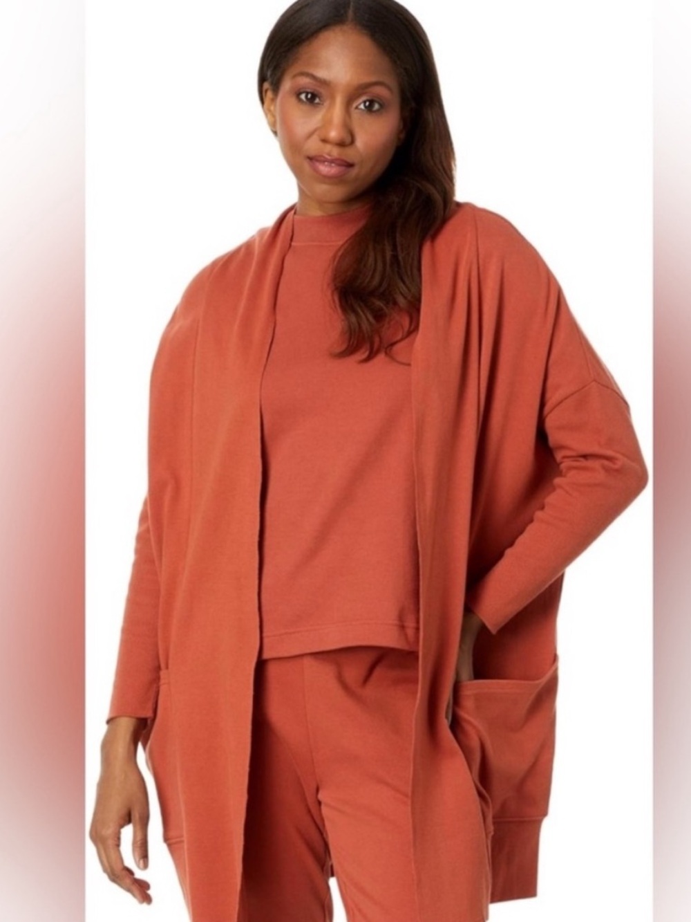 Pact organic cotton airport Cardigan Sweater - Rust